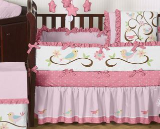 Pink Bird Tree Baby Bedding Crib Set Girl Garden 9pc JoJo Designer 