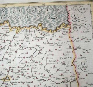 1619 Hondius Map Turkey Natoliae Asia Minor Decorative