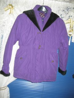 Aspen Royal Purple Black Hooded Winter Ski Parka Jacket Coat Womens L 