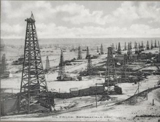 California Bakersfield Oil Fields Oil Wells c1912 Photogravure Print 