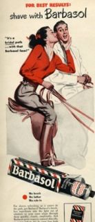 WWII Barbasol Horseman Setter Pinup Art Vintage Ad 1949