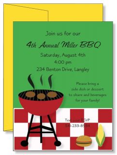   Personalized Reunion Summer Barbeque Grill BBQ Invitations