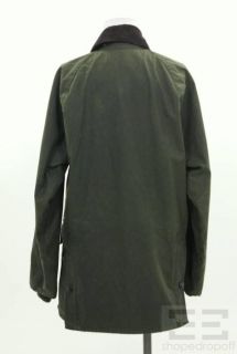 Barbour Sage Green Brown Corduroy Collar Zip Front Bedale Jacket 