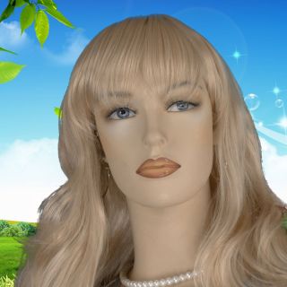 Long Straight Light Blonde Wig with Bangs