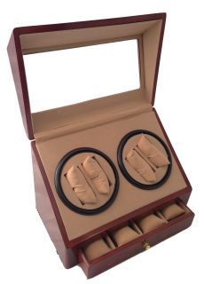   WATCH WINDERS FOR 4 WATCHES WITH INTEGRATED 6 WATCH/JEWELRY STORAGE