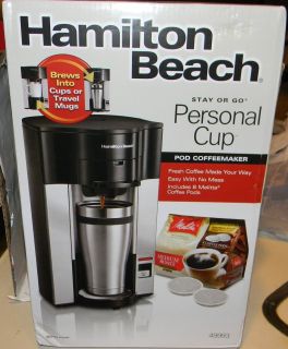 Hamilton Beach Personal Coffee Maker Great Gift   Pod Coffee Included 