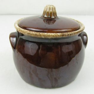 Vintage Hull Pottery Brown Drip Individual Bean Pot Lid