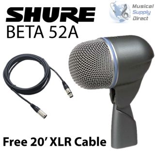   52A Mic Bass Drum Microphone w Free 20 ft XLR Cable Mint Mic