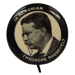   1919 Teddy Roosevelt in Memoriam Pin Bastian Bros Co Pin