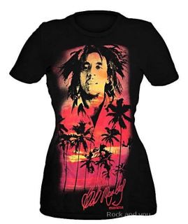 Bob Marley Sunset Rasta Reggae rock fitted tee T Shirt S L XL NWT