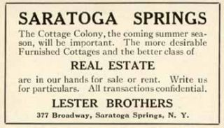   Estate Advertisement for Cottage Colony Saratoga Springs NY