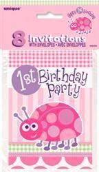 Baby Girl First Birthday Ladybug Invitations Party Decoration 