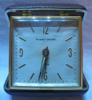 Vintage Phinney Walker Wind Up Traveling Alarm Clock   Made in Japan 