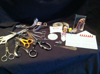   Junk Drawer 21 Items Sewing Scissors Susan Bates Peg It Knitting