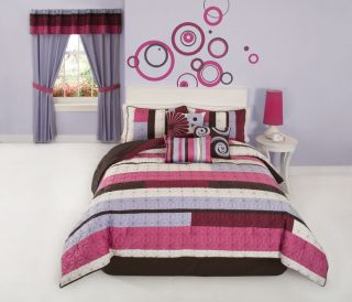 Teen Pink Chocolate Purple Twin Comforter Bedding Set