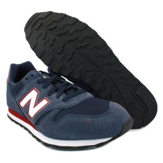 New Balance 373 Mens Suede Mesh Laced Running Trainers Navy White Red 