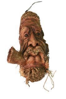 Verry Funny Face Bali Art Mask Bamboo Root Sculpture Stick