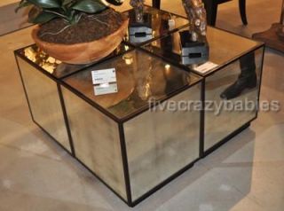 Horchow Mirrored Cube Mirror Glass Table Cocktail Coffee Square Neiman 