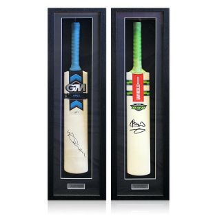 Framed Vaughan & Botham signed cricket bats   Dual Presentation