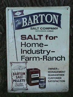 Barton Salt Co Tin Advertising Sign Hutchinson Kansas