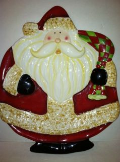 Becca Barton Santa Claus Candy Gingerbread Red Snack Cookies Plate 