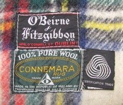 Vintage Wool Connemara Rug Plaid Irish Blanket