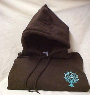 Ovarian Cancer Teal Ribbon Tree Heart Brown Hoodie M
