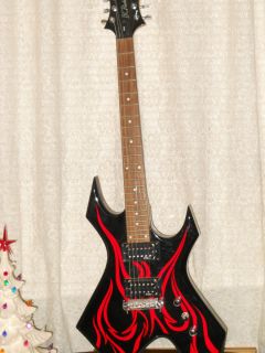 Rich KKW Warlock Electric Guitar Onyx w Fire Red Graphic