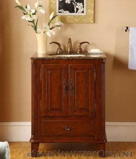 28 Devon   Single Sink Bathroom Vanity Cabinet Baltic Brown Granite 