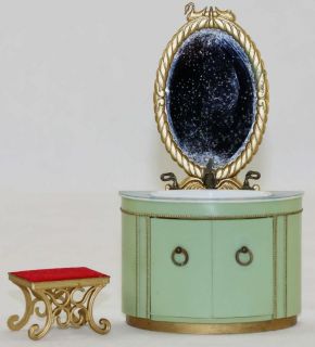   Petite Princess Patti Dollhouse Furniture BATHROOM VANITY SINK & STOOL