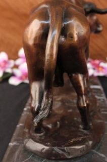 Signed Moigniez Male Bull Farm Matador Bronze Statue 30 Sculpture 