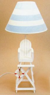 Lifeguard Chair Table Desk Lamp Beach White Blue