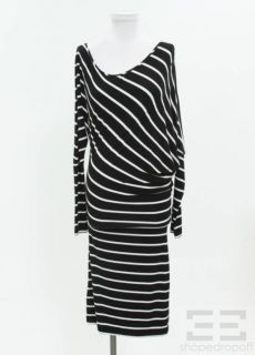 BCBG Max Azria Black White Striped Jersey Dress Size S