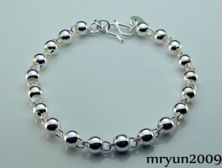   Silver Tag Promotion Hollow Charm Round Beaded Bracelet 21cm