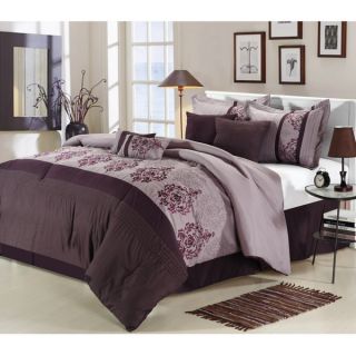   Purple Plum 8 Piece Queen Comforter Bed in A Bag Set New