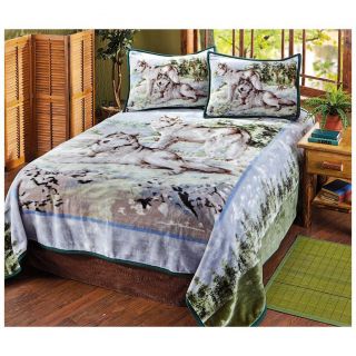   Wolves Gazing Forward Queen King Size 3 PC Blanket Bed Set New