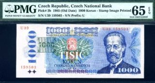 CZECH REPUBLIC, Bedrich Smetana, P 3, 1985,1000 Korun, GEM UNC,PMG65 