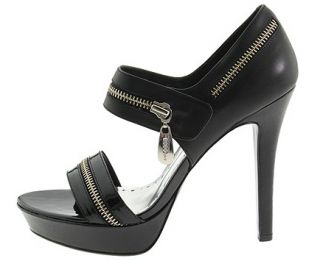 BCBGirls BCBG Black Leather Zipper Heels Shoes 8 New