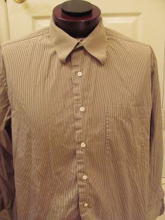 Ike Behar Dress Shirt Gray Stripes Cotton $99 17 32 33 Y227