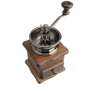   Hand Wood Stand Metal Bowl Coffee Coffee Bean Manual Grinder