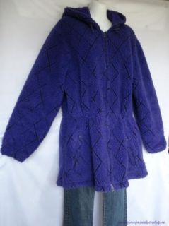 Bean Royal Purple Berber Fleece Hoodie Lined Fall Jacket Anorak 