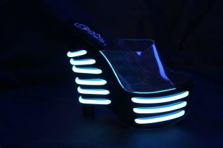 PLEASER Beau 601T 6 5 High Wedge Heel Women Platform UV Tubes Slide 