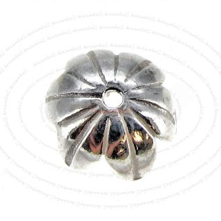 4X Sterling Silver Bali Flower Bead Cap 9mm Dreambell