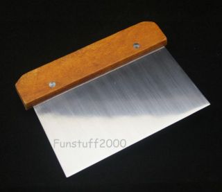 Dough Cutter Scraper Bench Knife Chop White Plastic Handle Wooden 