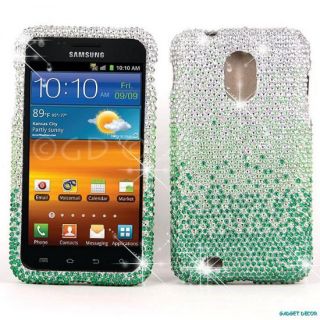   Touch 4G Galaxy S2 D710 Green Silver Diamond Jewel Case Cover