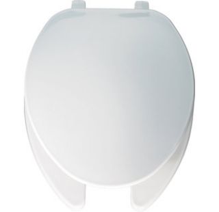 Bemis White Elongated Open Front Toilet Seat with Cover and Top 