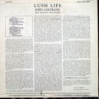 John Coltrane Lush Life LP Prestige PRLP 7188 US Original 1960 Jazz 