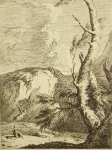Rare master etching; Hagar by Joseph Goupy 1700s