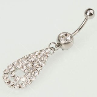   Dangle Barbell Clear Crystal Navel Belly Ring Piercing Jewelry