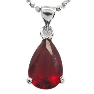 Wedding Jewelry Pear Cut Red Ruby 18K White GP Pendant Free Necklace 
